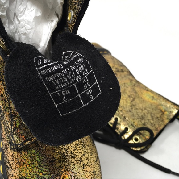 🔴SOLD Dr. Martens 1460 Pascal Gold Iridescent Crackle Metallic Leather Boots, - Picture 11 of 13